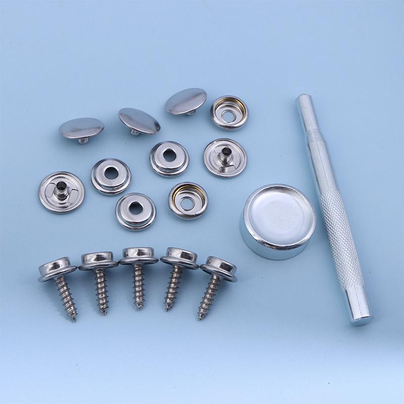 30/32Pcs Silver Metal Snap Fastener Screws Nails Set For Tent Boat Yacht Marine Canvas Cover Craft Bags Wallet Fasteners Parts