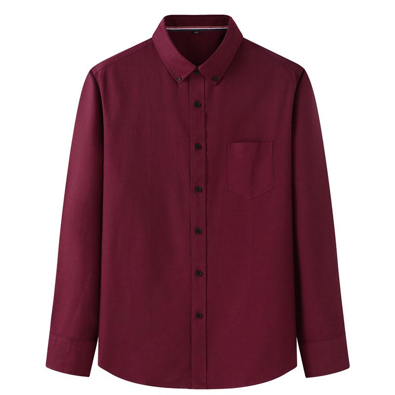 

Мужская рубашка оксфорд с длинным рукавом большого размера - Весенне-осенний стиль 215/149 малиновый