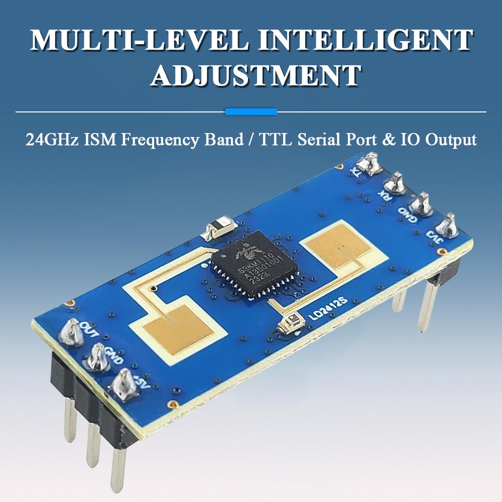 LD2412 Human Presence Sensing Radar Module Sensor 24GHz ISM Frequency Sensitive Body Moving Sensors 9M GPIO UART Output 7PIN Replacement Sensors2