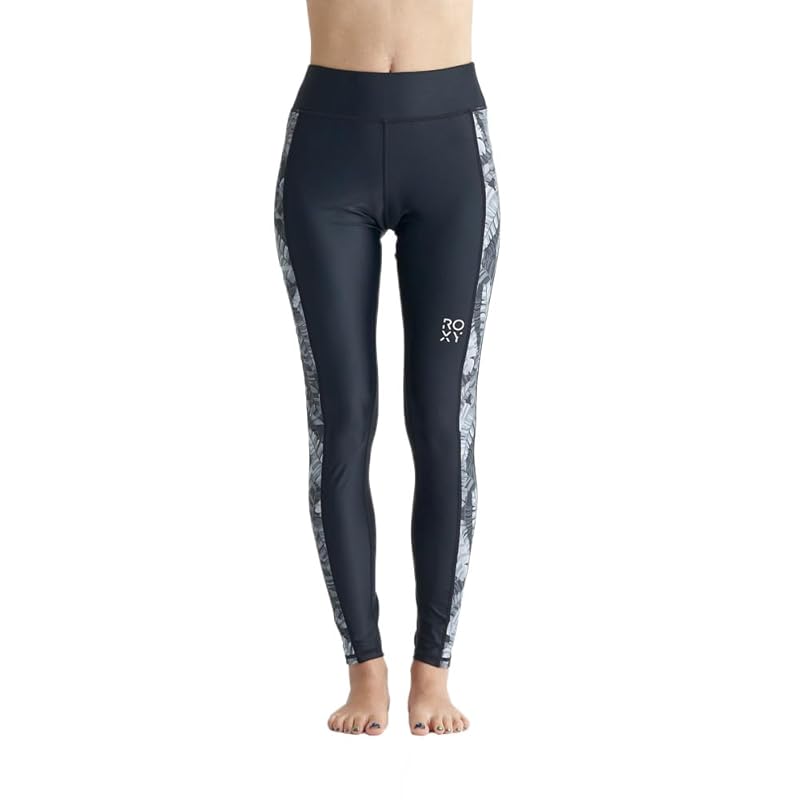 

[Roxy] leggings Amphibious printed solid color switching leggings ladies RPT241509 BLK