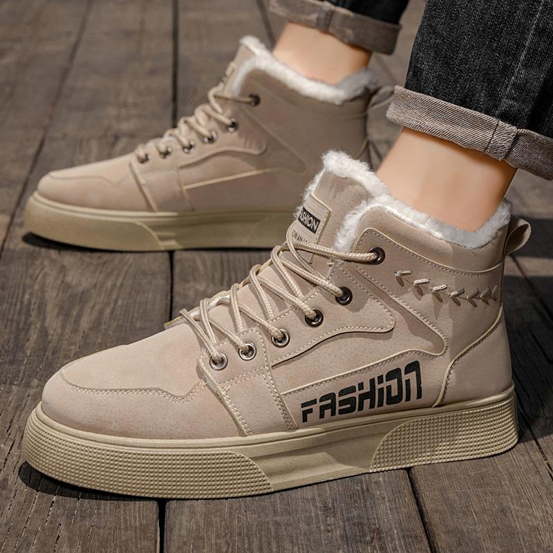 Men's outdoor winter casual plus size high top shoes fashion comfort shoes slip-resistant wear-resistant thick soled cotton shoe