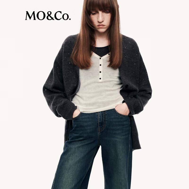 MO&Co. V-Neck Long Sleeve Wool Blend Sweater
