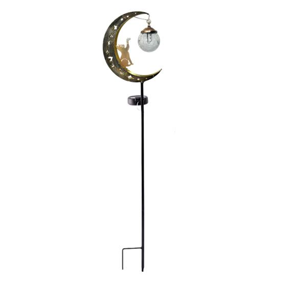 Solar Moon And Hummingbird Garden Light Outdoor Cracked Glass Ball A