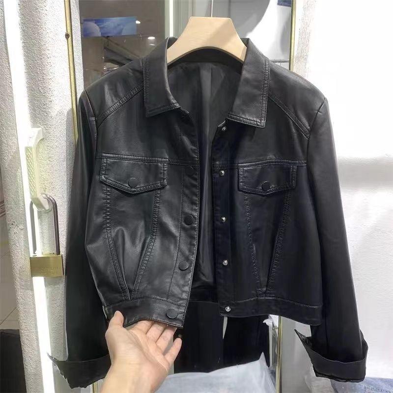 

Осенняя новая куртка из искусственной кожи Женская нишевая короткая куртка M