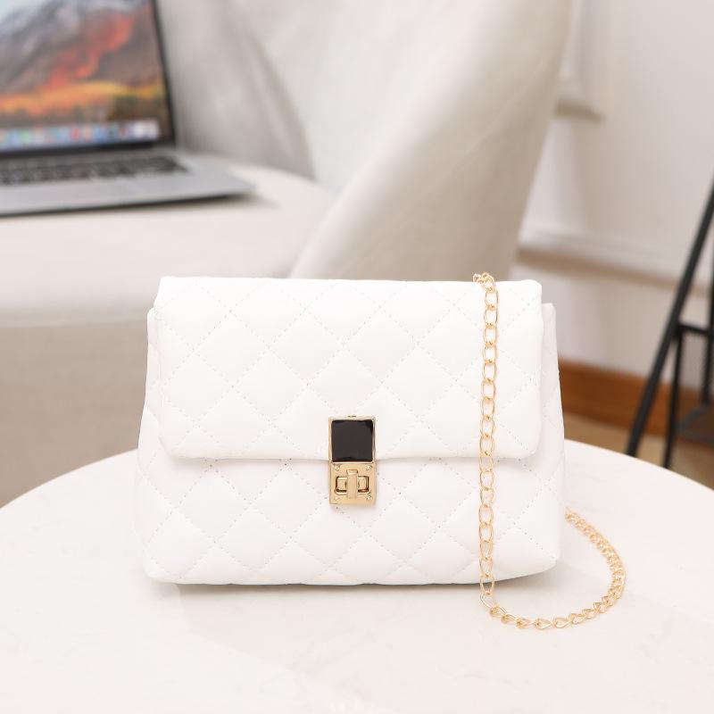 Rhombus Embroidery Thread Women's Bag New Popular Urban Simple Chain Messenger Bag Fashionable Shoulder Bag