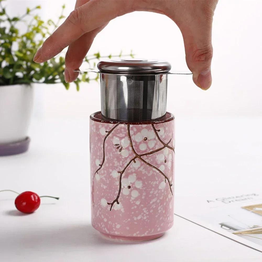 Stainless Steel Tea Infuser with Lid Double Handle Fine Mesh Filter Hanging Cup Leak Proof Strainer for Loose Leaf Tea Coffee