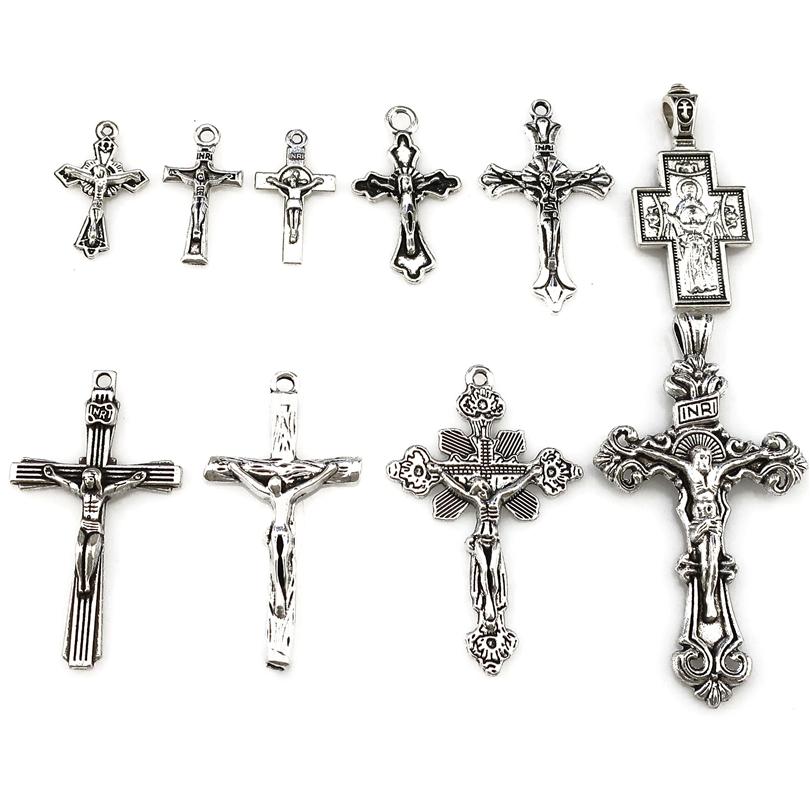102030Pcslot Metal Silver Color Cross Charms For Jewelry Making Supplies Christ Accessories Handmade Womenmen Pendant Charm
