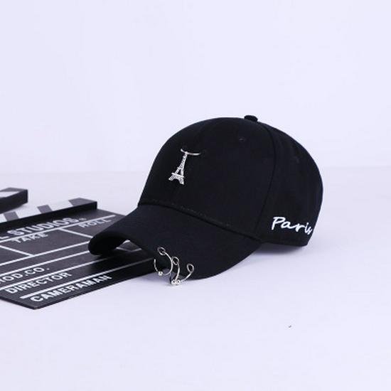 

Eiffel Tower Ring Harajuku Style Summer Baseball Cap, Unisex Hip Hop Curved Brim Duckbill Hat Adjustable