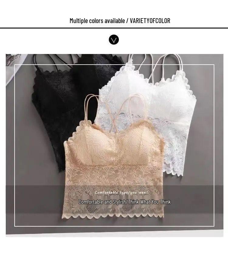 Soutien-gorge Camisole Push-Up Dentelle Papillon - Haut Bandeau Sans Dos Élégant pour Femmes