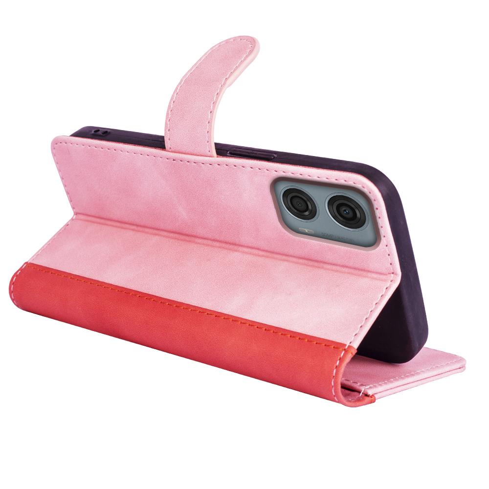 For Motorola Moto G24 Power Wallet Case Leather Phone Cover Splicing Color