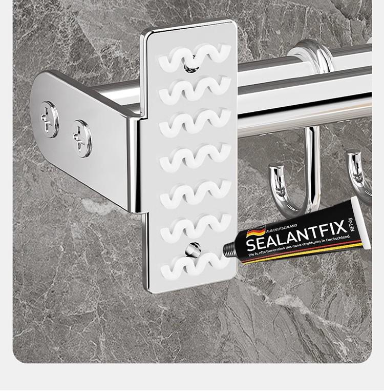 304 Stainless Steel No-Punch Kitchen Wall Hook: Multi-function Pot Lid Rack & Utensil Holder