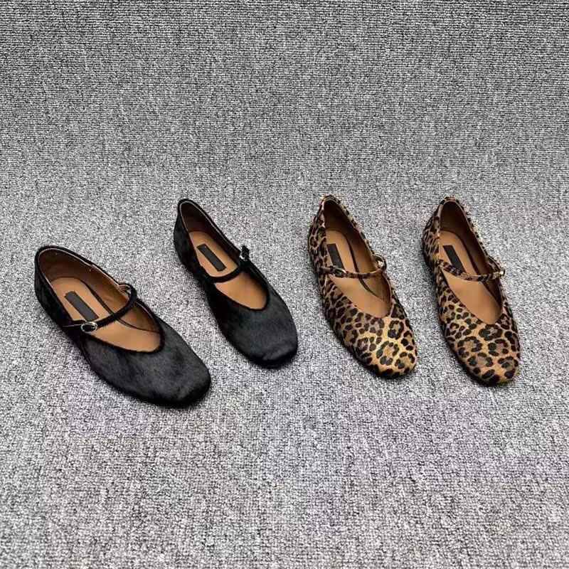 Fashion Mary Jane Shoes Female High Quality Leather Buckle Ballet Shoes for Women Square Toe Flat Cowhide Ladies Single Shoes 2025