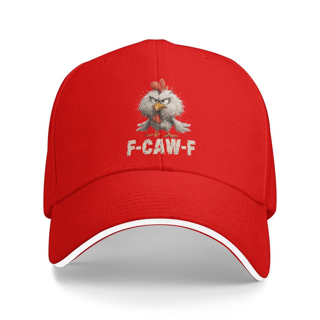 Funny Chicken F-Caw-F Quote Rooster Meme Baseball Cap Outdoor Sport Sunscreen Trucker Hat Couple Women y2k Retro Baseball Caps