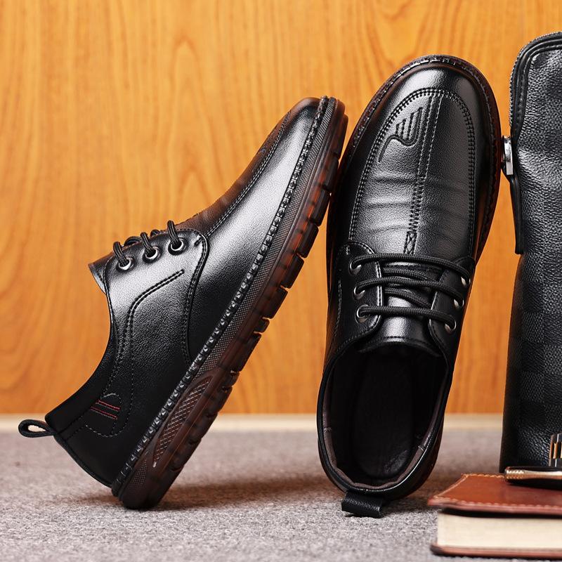 Novidade de Primavera Calçados Casuais Masculinos com Cadarço para Negócios com Solado de Tendão de Boi, Solado Macio, Exclusivo Online - Couro Dividido de Alta Qualidade