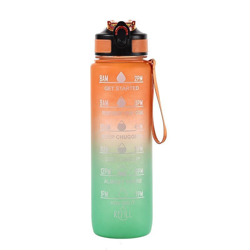 Water Cup Gradient Color Scrub 1000ml Straw Space Cup Summer Men's Sports Kettle Plastic Cup Handy Cup Water Cup