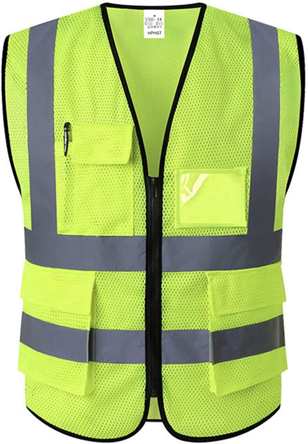 

Reflective Safety High Visibility Mesh Breathable Workwear with Pockets and Meets Standards [HPHST] Vest, Zipper, ANSI/ISEA (Large)