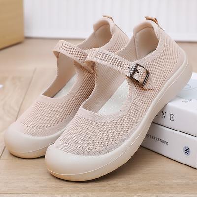 Shoes Women's Shoes Versatile Summer New Buckle Old Beijing Cloth Shoes Women's Flying Woven Breathable Casual Shoes Fashion Single Shoes