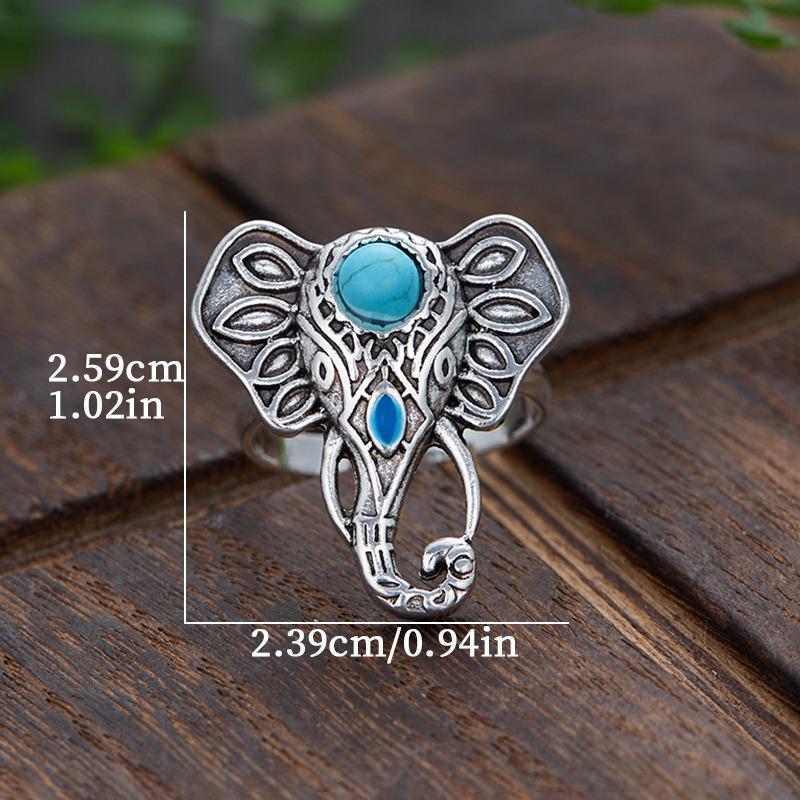Bohemian Vintage copper Color Creative Elephant Ring for Women Men Personality Party Cute Animal Zircon Gift Accessories
