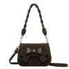 Bow Solid Color Saddle Bag Women's New Autumn and Winter Retro Fashion Casual Simple Twist Shoulder Strap Messenger Bag