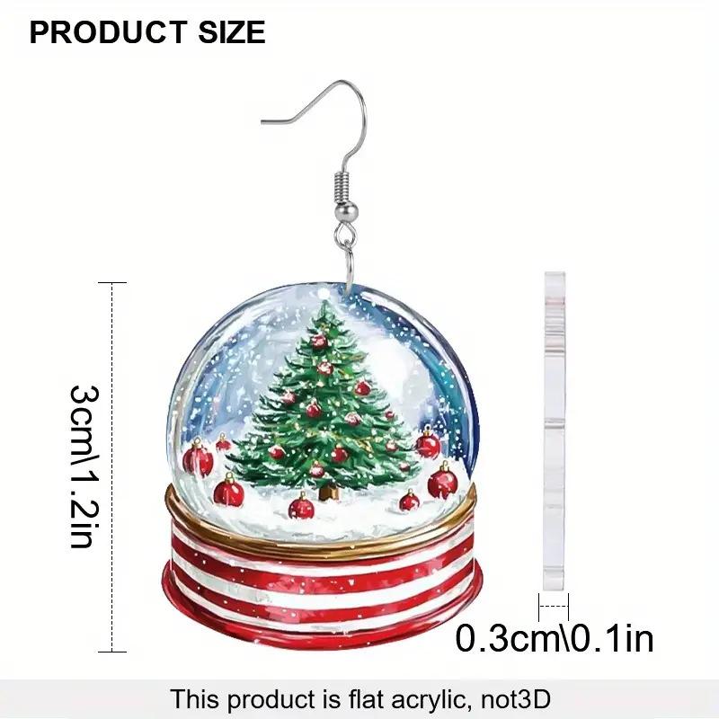 1 Pair Fashionable Cute Cartoon Christmas Snowman 2D Acrylic Dangle Earrings For Women, Suitable For Women's Christmas Wear, Christmas Gift