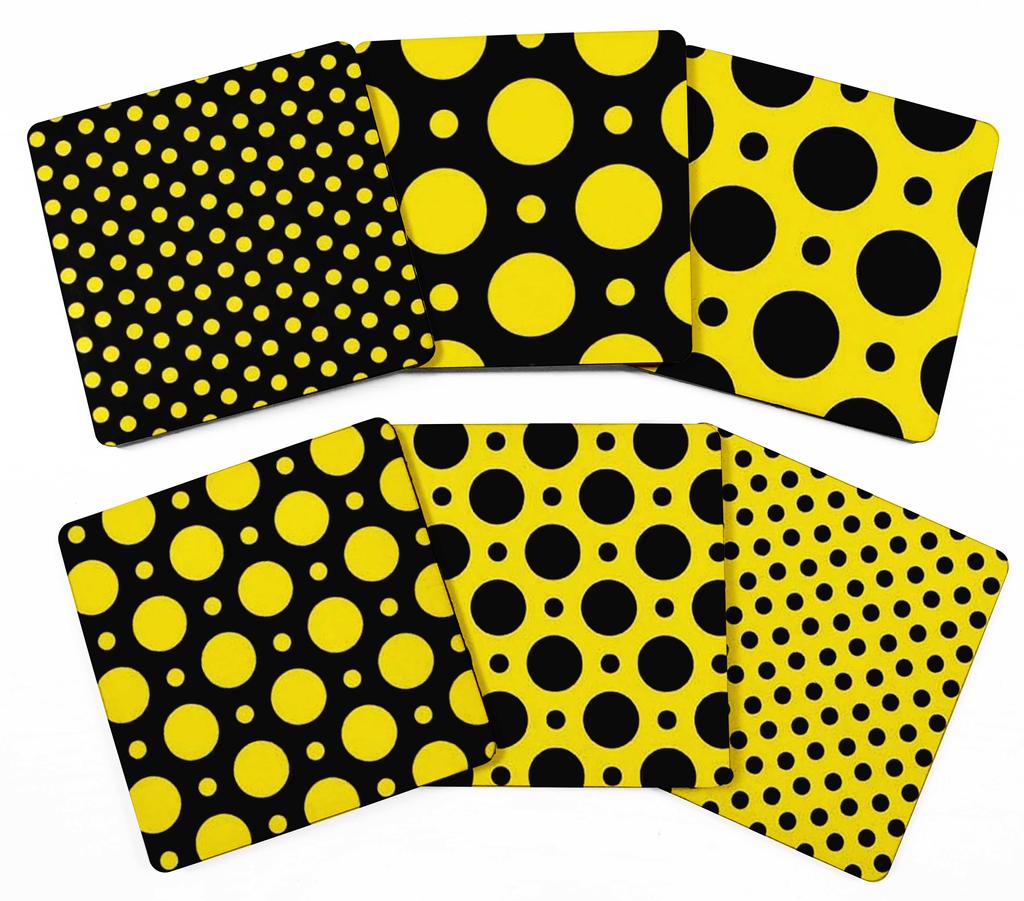 Inkdotpot Set of 6 Drink Coasters Decorative Non,Slip Cork Base 4-inch Square Printed Coasters Easy Clean