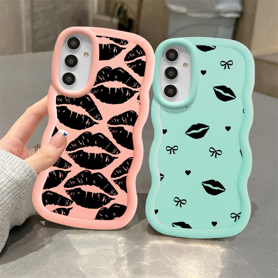 Case for Samsung Galaxy A52 A13 A15 A11 A12 A21s A14 A16 Soft Phone Cover A33 A05 A23 A06 A03 A22 A04 A53 Lips Kiss Print