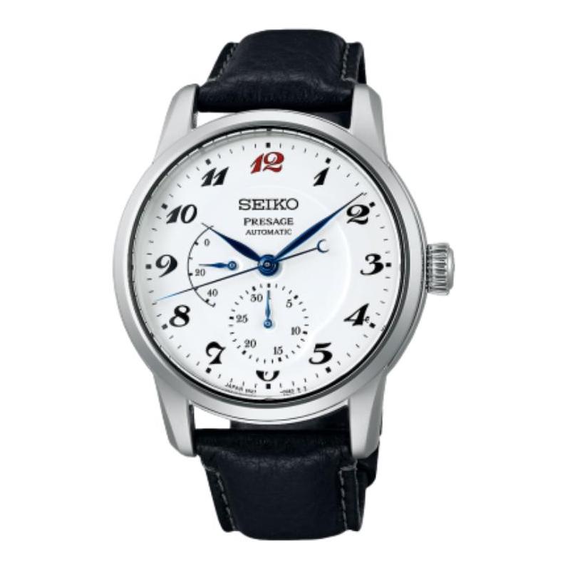 SEIKO 100 meters waterproof Automatic leather strap 40.2mm men s watch white dial SPB401J1 синий