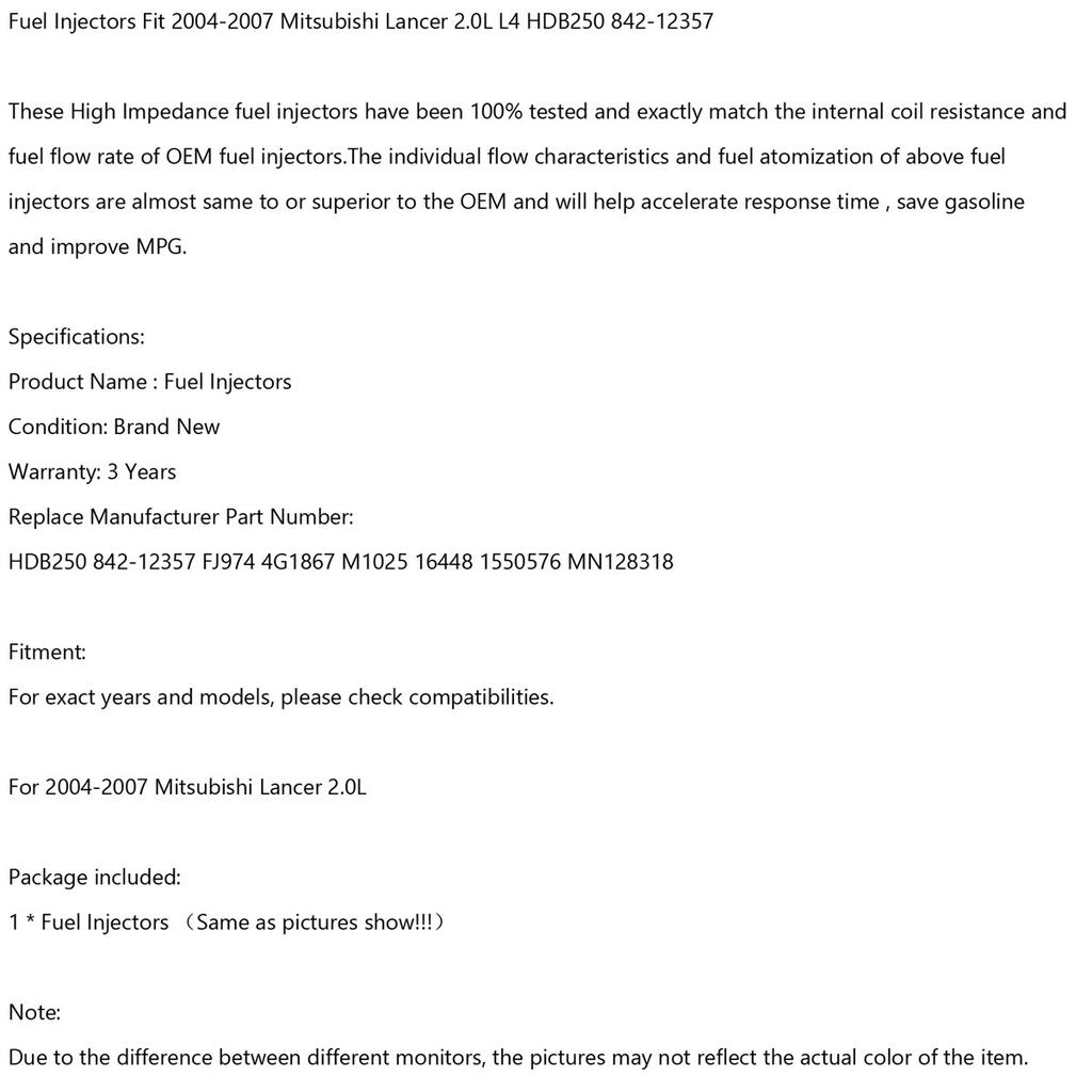 1PCS Fuel Injectors Fit 2004-2007 Mitsubishi Lancer 2.0L L4 HDB250