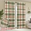 Set Of 2 Green Checkered Curtains Design Protecting Privacy Suitable Decorating Various Scenes Curtain With Pole Pocket Polyester