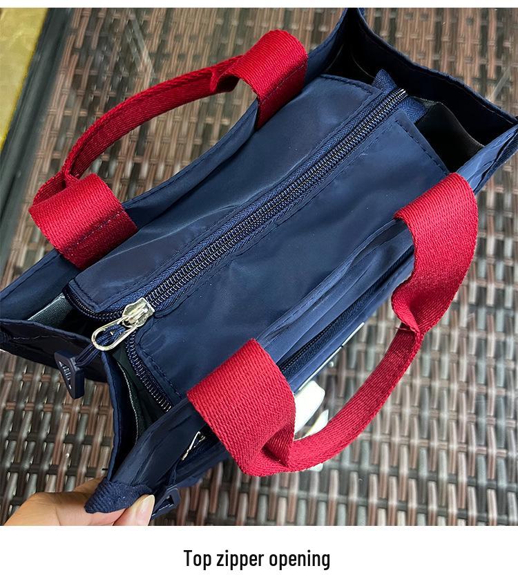 Mori Style Color Block Tote: Lunch Bag for Students and Professionals