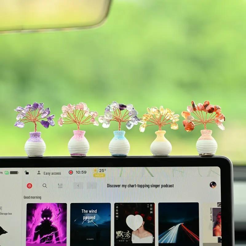 

Аметист и Розовый Кварц Мини Кристальное Дерево Украшение для Дома/Офиса Pink Fortune Tree