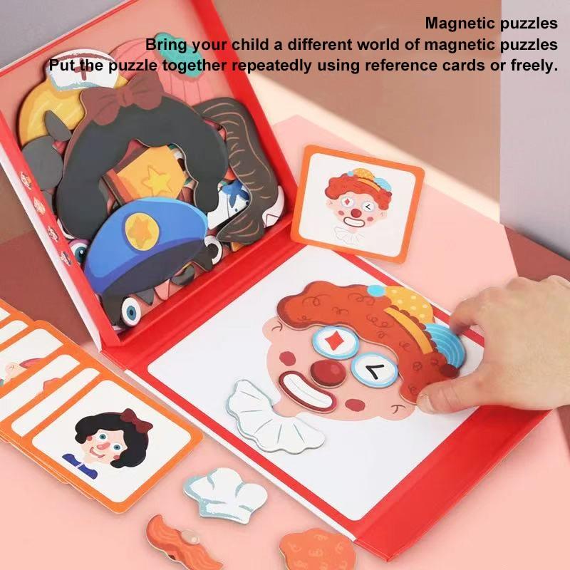 WANDAVICTA® Magnetisches Puzzle mit Charakteren, 53 Teile, Aufbewahrungsbox, Lernspielzeug für Kinder ab 3 Jahren