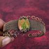 Unakite Bangle Adjustable Cuff Bracelet Copper Wire Wrapped Gemstone Jewelry