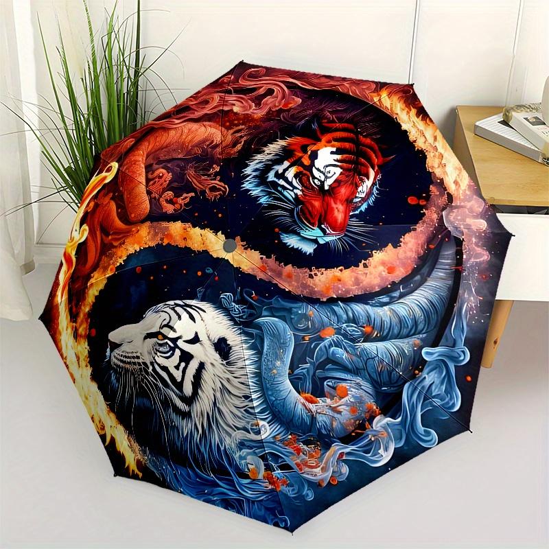 

Tiger Yin Yang themed Eight rib Automatic Folding Umbrella Is Suitable for Both Men and Women, Making It A Perfect Christmas and Valentine s