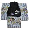 Kimono Set for Boys Includes Sandals and Drawstring Bag Gray with Arrow Pattern and Helmet Design [Stylish Iroha] 6-Piece (Shichi-Go-San) - -