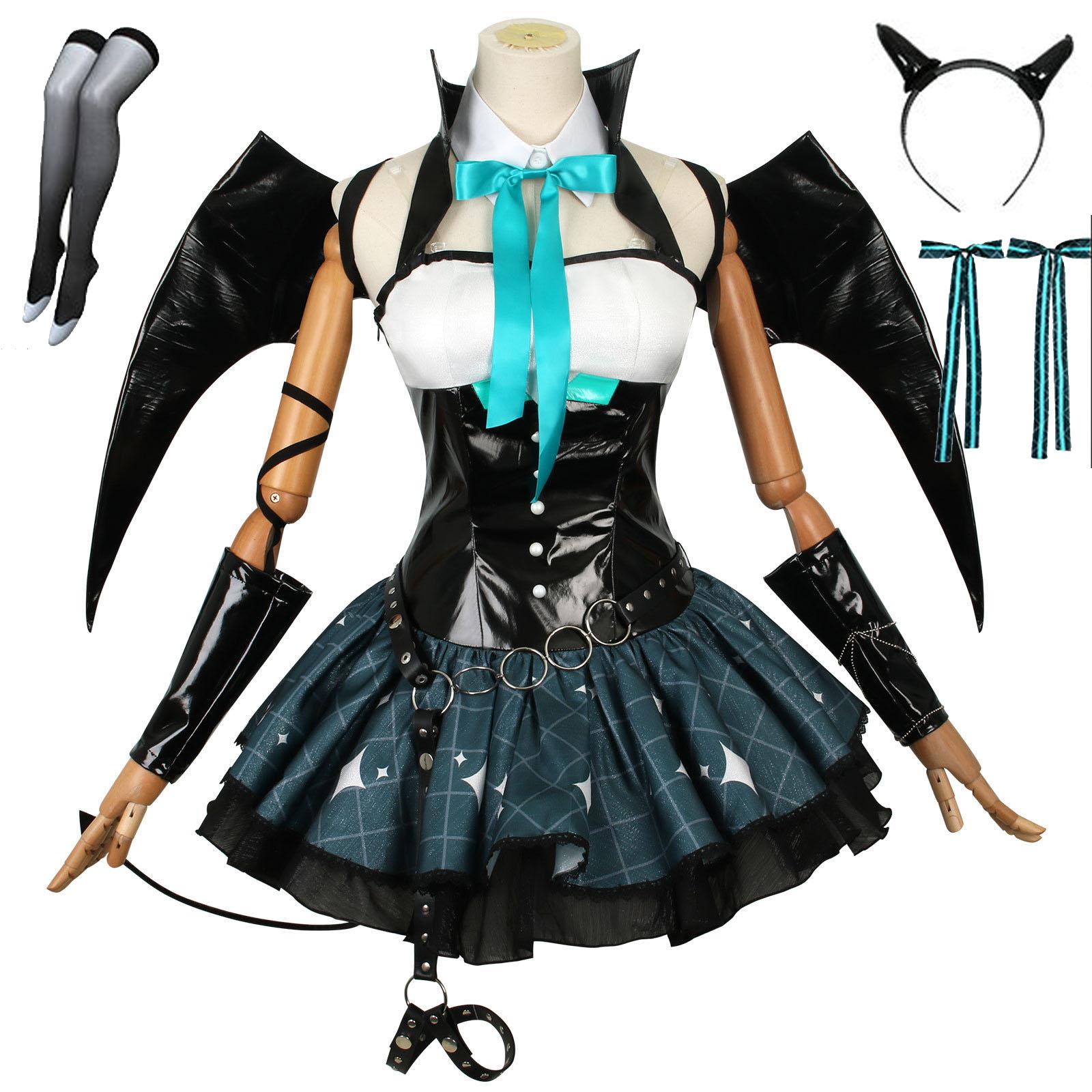 Anime Demon Cosplay Kostuums Dames Sexy Jurk Vleugels Pak Schattig Duivel Uniform Met Staart Halloween Carnaval Feestkleding S zwart