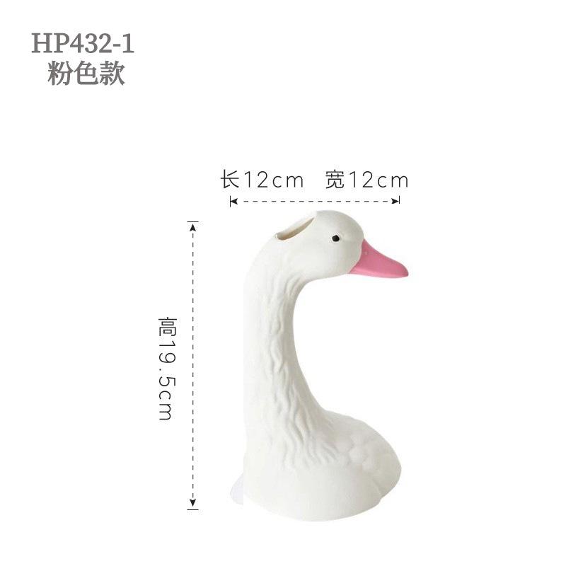 Pink Swan Ceramic Vase Ins Style Minimalist Home Decor for Living Room Bedroom Table Flower Arrangement