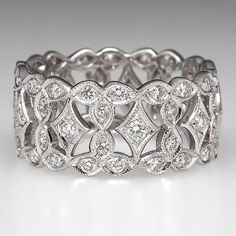 925 Sterling Silver Hollow Out Design Ring for Women Shinning Luxury Finger Ring Engagement Bright CZ Female Jewelry Gifts