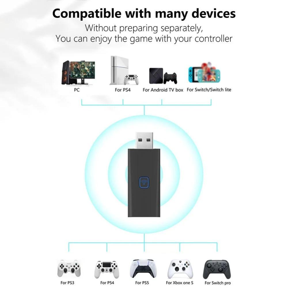 Drahtloser USB-Adapter, tragbarer PC-TV-Box-Adapter, Plug-and-Play-USB-Adapter, keine Verzögerung, leicht, für PS4/PS5/Xbox/Switch, drahtloser Controller-Adapter
