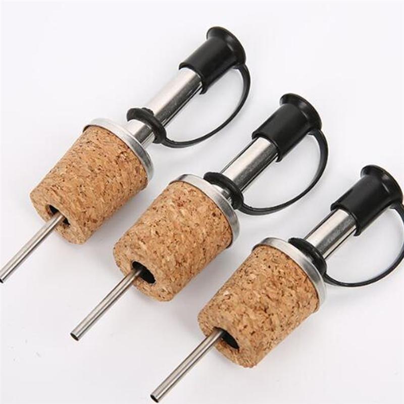 Stainless Steel Wine Pourer, Cork Design, Bottle Dust Cover, Olive Oil, Alcohol Bottle Pour Spout Cover, 6Pcs