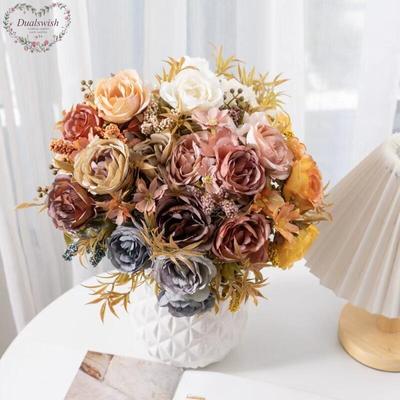 33cm Kunstig Peon Blomst 6 Hoder Kunstig Peon Blomsterbukett Bryllupsdekorasjon Hjemmehage Blomsterbukettdekorasjon