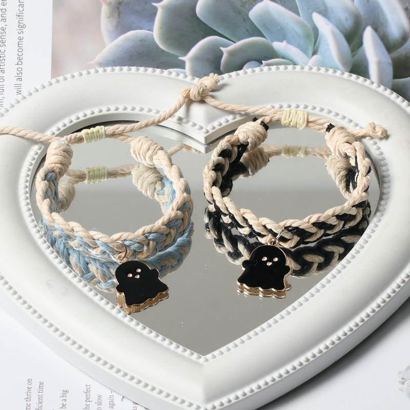 Ghost Couple Magnetic Bracelets: Cute Cartoon Pair for Couples or Besties