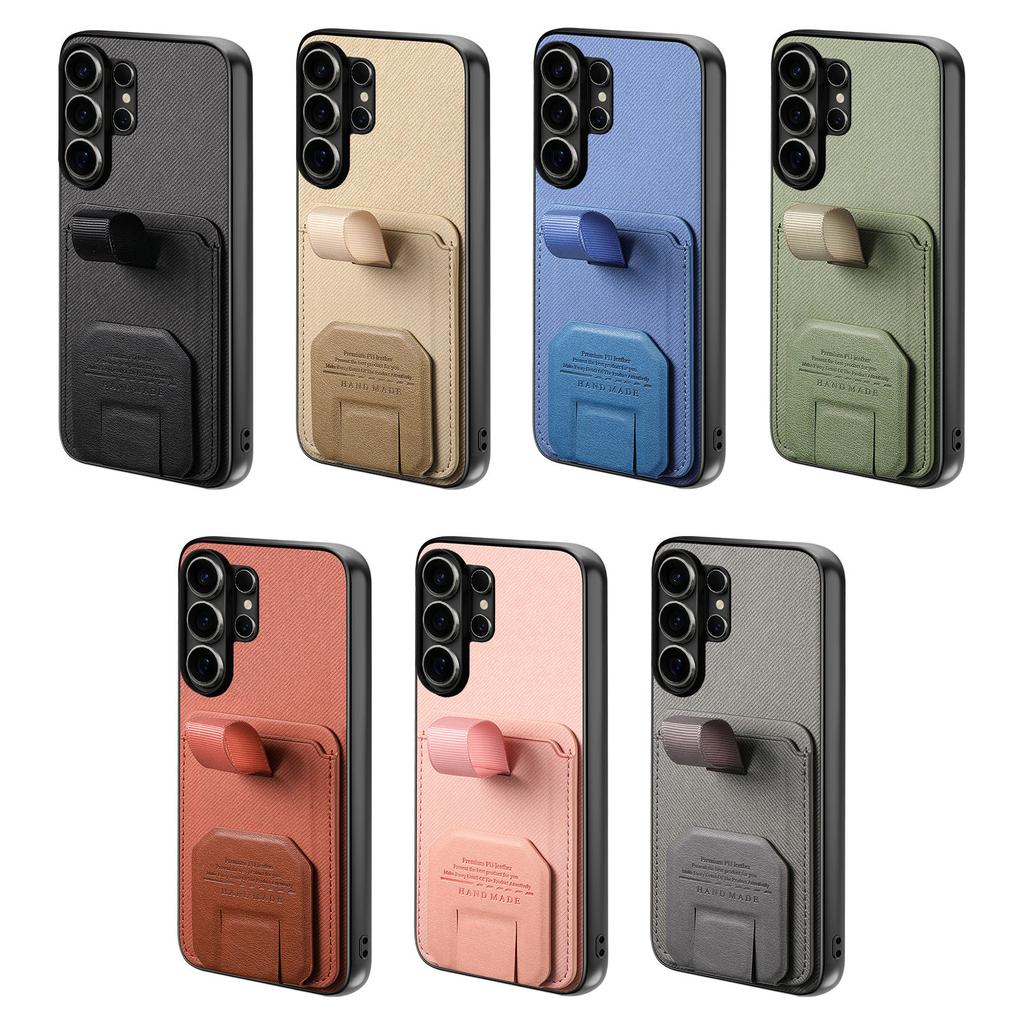 Luxury Wristband Holder Card Slot Phone Case For Samsung S26 Ultra S25 Plus S24 A36 A56 A17 A07 Stand Adjustable Anti Drop Cover