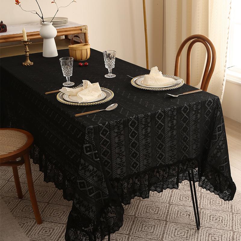 Thickened Lace Tablecloth French Retro Ruffle Edge Dining Table Mat High-End Rectangular Tablecloth