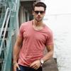 STORN 100% Cotton Men T-shirt V-neck Fashion Design Slim Fit Soild T-shirts Male Tops Tees Short Sleeve T Shirt for Men