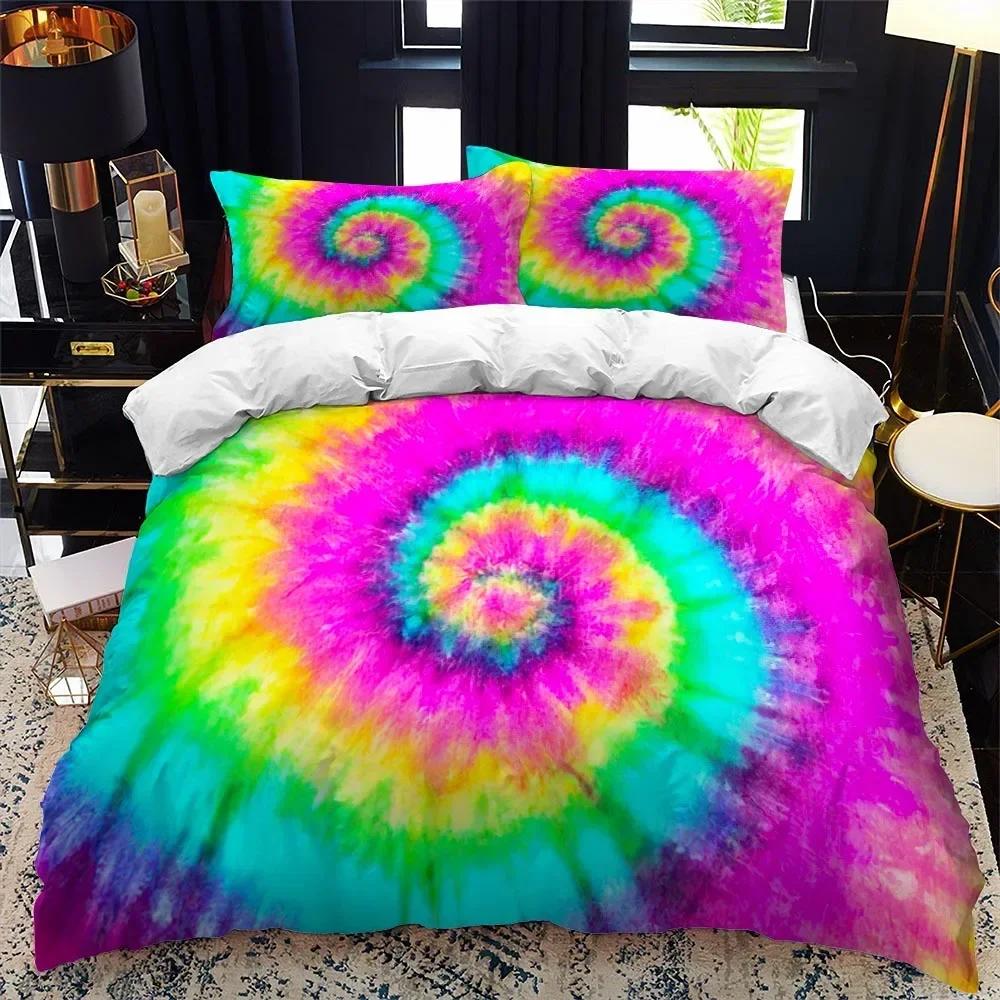 Color tie dyeing Comfortable Duvet Quilt Cover Pillowcase Bedding Set Children Bedroom Decoration Home Textile