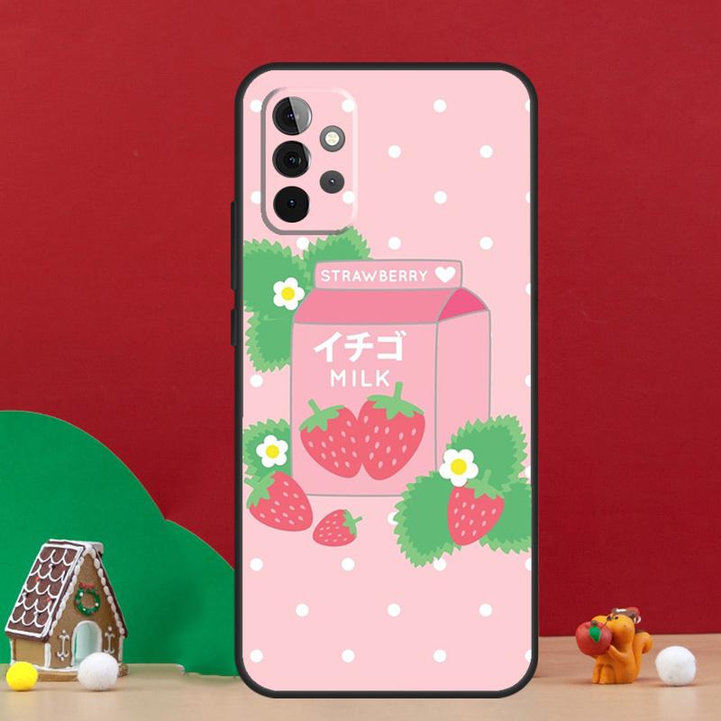 Kawaii Strawberry Milk Case For Samsung Galaxy A56 A33 A13 A36 A23 A52 A32 A12 A54 A34 A14 A16 A53 A15 A35 A55 A17