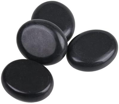 Windfulogo 4-Piece Hot Massage Stone Set - Natural Lava Basalt Spa Massage Warm Stones, Black (5x6cm)