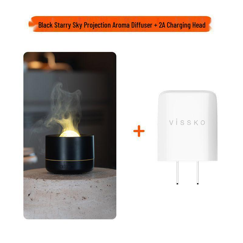 

Visk Starry Sky Aroma Diffuser & Humidifier with Seven-Color Night Light for Home, Dorm, or Office White Starry Sky Aroma Diffuser + 2A Plug