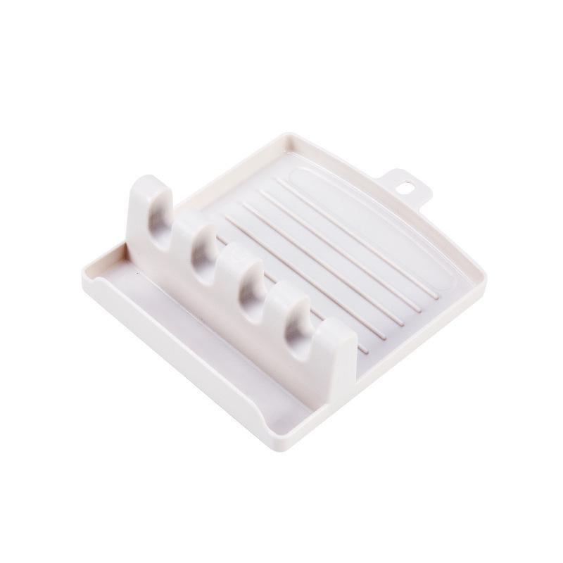 Multi-functional Kitchen Rack: Pot Lid, Spoon, Chopstick & Spatula Holder with Oil Collection Groove.